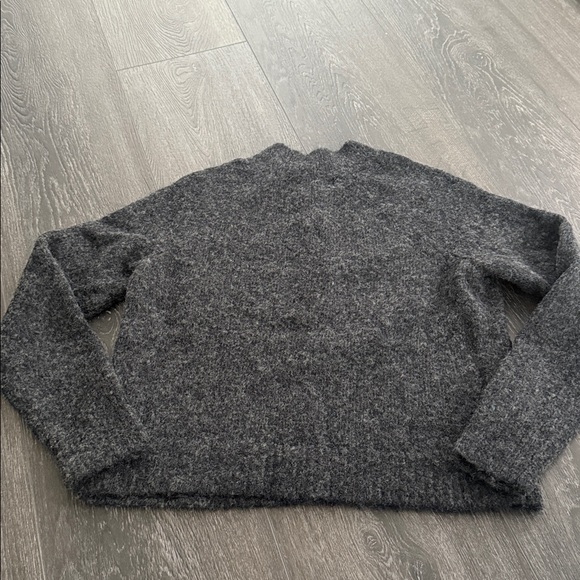 Worn Once! Banana Republic Heathered Black Fuzzy Mock Neck Sweater - Small - Picture 4 of 8